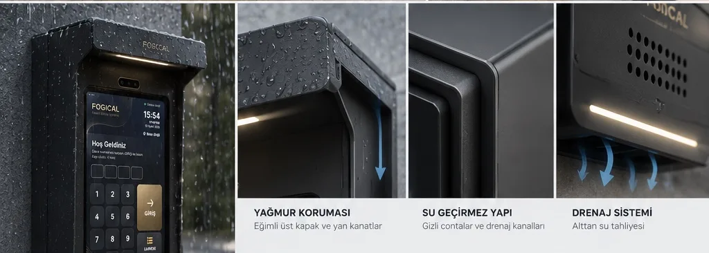 Yağmur siperi, su geçirmez yapı ve drenaj kanalı